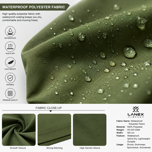 Shorts de Baño Personalizados para Hombre, Color Verde, Impermeables y de Secado Rápido |   Pantalones Cortos de Playa Ligeros de Poliéster con Cintura Elástica y Cordón Ajustable - Product Image 5