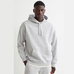 Sweat-shirt à capuche gris pour homme, coupe classique, couleur unie, décontracté, en tricot, avec poche, tissu en molleton respirant - Product Image 5