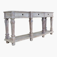 Table console en bois de manguier massif de haute qualité au meilleur prix, idéale pour l'entrée, avec finition blanche vieillie