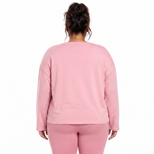 Women's Long Sleeve Fitness T-Shirt <b>Distressed</b> Embroidered Boxy Tee Cotton Polyester Gym <b>Top</b> Plus Size Women's Workout T Shirt - Product Image 2