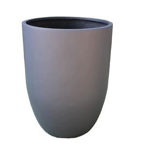 KNT Creations FRP Circular Planter Set Modern Grey Lightweight Durable Fiberglass Pots Garden Indoor Outdoor Home Office Decor - Product Image 1