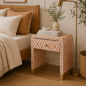 2026 New Arrival Resin Bone Inlay Nightstand With <b>Drawer</b> Modern End <b>Table</b> Artisan <b>Side</b> <b>Table</b> Premium Accent <b>Table</b> For Home Hotel - Product Image 2
