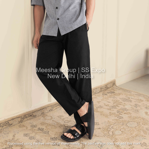 กางเกงลำลองผ้าคอตตอนผสมทรงตรงเอวยางยืดใส่สบายสำหรับผู้ชาย - Product Image 3