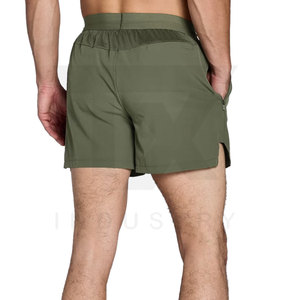 Pantalones Cortos Deportivos de Secado Rápido para Hombre, Color Sólido, Cintura Media, con Cordón, Casuales, Verde Oliva, 100% Poliéster Tejido - Product Image 3