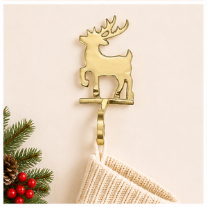Reindeer Solid Brass Christmas <b>Stocking</b> <b>Holder</b> Luxury Gold Mantel Hanger For Fireplace Holiday Decorations Heavy Duty Decoration - Product Image 2