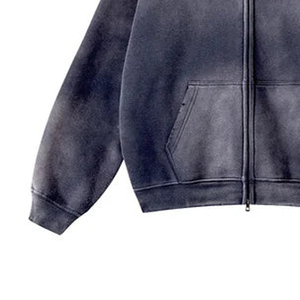 Sudadera con Capucha y Cremallera para Hombre, Talla Grande, Color Sólido, Algodón French Terry, Estilo Casual para Otoño, con Bolsillo Frontal, Corte Regular - Product Image 2