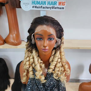 Hot Selling Raw Cuticle Aligned Vietnamese <b>Hair</b> Vendors Bouncy Egg <b>Curly</b> Ombre Blonde Human <b>Hair</b> 13x4 Frontal <b>Wigs</b> - Product Image 1