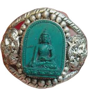 Brazalete de Metal Blanco de Estilo Religioso Budista Tibetano con Circonita para Regalo - Product Image 1