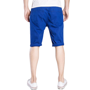 Shorts en jean déchiré bleu vintage pour homme, taille haute, décontracté, délavage clair, coupe large, en coton tissé, coupe-vent, style été - Product Image 3