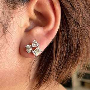 Flowing Elongated Three Prong Pear Cut Solitaire Lab Grown Diamond Studs 14K Gold IGI Certified Luxury <b>Fine</b> Jewelry Party Gift - Product Image 1