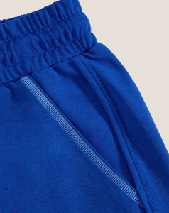 Ensemble de sport 2 pièces bleu pour femme, manches courtes, col rond, tricoté, coupe ample, respirant, printemps-été, couleur unie, ensemble short sportif - Product Image 5