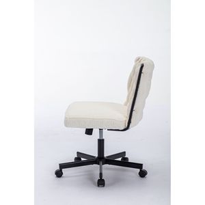 Modern Armless <b>Desk</b> Chair with Criss Cross Leg Wide Seat Home Office Work Meditation Wheels Included for Office Environment - Product Image 2