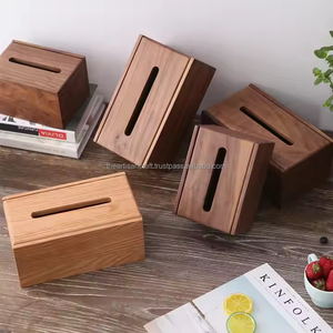 Dispensador de pañuelos de madera minimalista para interiores modernos y rústicos Dispensador Caja de pañuelos de madera - Product Image 4