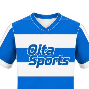 Bright <b>Blue</b> <b>White</b> Short Sleeve Rugby Jersey Crew Neck <b>Striped</b> Rugby Shirt Athletic Performance Training Match Team Sportswear - Product Image 3