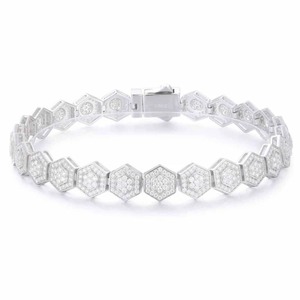 Bracelet tennis hexagonal en moissanite serti de pierres – Bijou statement en argent 925 style hip-hop effet diamant - Product Image 3