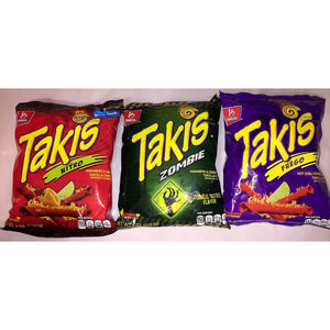 Chips de maíz enrollados con chile picante Takis Fuego en paquetes familiares de 200g para venta al por mayor y distribución en tiendas y clubes. - Product Image 1