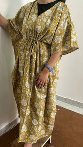 Vestido Kaftan de Algodón Estampado a la Moda para Mujer con Tela Transpirable y Aspecto Elegante - Product Image 4