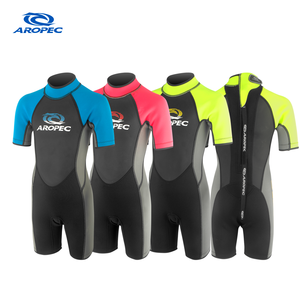 Combinaison courte en néoprène Aropec 2,5 mm pour enfants, fermeture éclair avant, coutures plates, maillot de bain thermique pour enfants pour le surf et la plongée OEM/ODM - Product Image 1