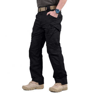 Pantalones Cargo Tácticos Negros para Hombre, Ligeros, Impermeables, con Múltiples Bolsillos, Transpirables, Estilo Workwear, Corte Recto, Cierre de Cremallera - Product Image 1