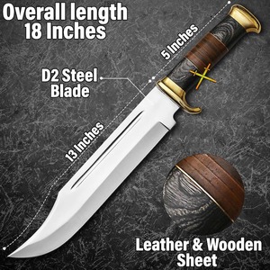 Cuchillo Bowie de Acero Inoxidable de Grado Industrial Hecho a Mano, con Funda de Cuero Premium Personalizable OEM |   18 para regalos de camping - Product Image 2