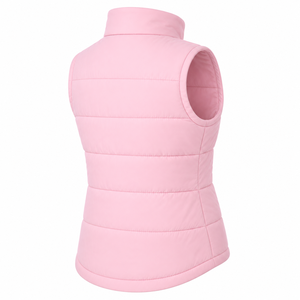 Chaleco Acolchado Rosa para Mujer con Cuello Alto, Sin Mangas, Informal, para Invierno, Largo Regular, Color Sólido - Product Image 6