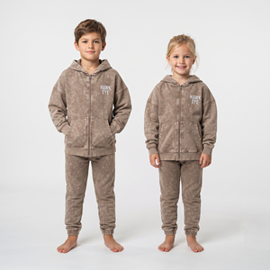 Chándal de Algodón con Lavado Ácido de Alta Calidad para Niños Unisex, Sudadera con Capucha y Cremallera Completa, Hombros Caídos, Talla Grande - Product Image 6