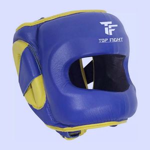 อุปกรณ์ป้องกันศีรษะสำหรับชกมวยสีน้ำเงิน รุ่น Top Boxing สีเทา ทำจากวัสดุ PU แบบผูกเชือก สำหรับฝึกซ้อมและแข่งขัน ระบายอากาศได้ดี เหมาะสำหรับผู้ใหญ่ ป้องกันศีรษะในศิลปะการต่อสู้ - Product Image 1