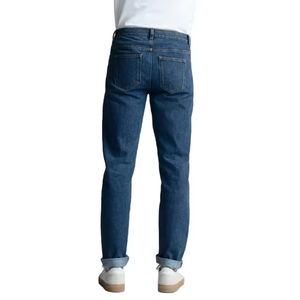Jean en denim pour homme de haute qualité, taille haute, coupe droite, écologique, délavage foncé, mélange élasthanne/coton - Product Image 4