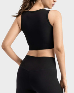 Women's Sleeveless Sports Bra <b>Crop</b> <b>Top</b> High <b>Support</b> Workout <b>Crop</b> Tank Bra Seamless High Neck Fitness Sports Bra Women's Athletic - Product Image 3