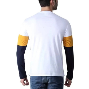 Camiseta de Manga Larga para Hombre, Cuello Redondo, Corte Regular, Diseño Sólido con Detalles en Contraste, Tejido Casual - Product Image 2