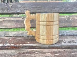 Chope à bière en bois, bouteille d'eau en bois, produit en bois fait main, chope à boire viking en bois poli - Product Image 2