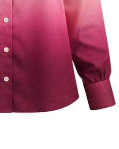 ผู้ผลิตเสื้อเชิ้ตผู้หญิงแขนยาวสีชมพูไล่เฉดแบบกระดุมหน้า สไตล์ลำลองสำหรับใส่ทำงาน รับผลิตเสื้อผ้าแบบ OEM - Product Image 6