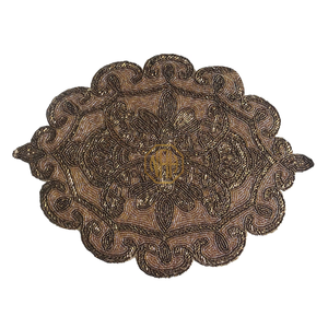 Mantel individual rectangular con cuentas y hojas doradas, tapete botánico para mesa, mantel de cristal con cuentas, camino de mesa para comedor, suministro mayorista B2B - Product Image 6
