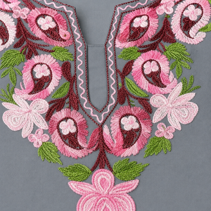 Steel Grey Kashmiri Pheran <b>Kurti</b> with Pink Paisley Embroidery Buy Direct From Designer - Product Image 5