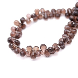 Cuentas de gota de lágrima facetadas de cuarzo ahumado Natural, cuentas de piedras preciosas sueltas de cuarzo para la fabricación de joyas de mayorista indio a granel - Product Image 5