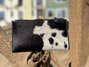 Nouveaux vrais cheveux faits à la main sur cacher portefeuilles pour femmes portefeuille mince à deux volets en cuir Snap fourrure pochette sac à main vraie vache cacher fourrure sac à main portefeuille - Product Image 5