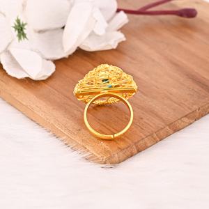 Green Hydro Gold Plated Brass <b>Ring</b> Handmade <b>Adjustable</b> Stylish Pear-Shaped Gemstone Jewelry for Women - Product Image 5