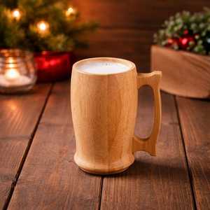 Hand Carved Wooden Mug Engraved Tree Design Polished Brown Handle <b>Cup</b> for Gift and Home Decor - Product Image 4