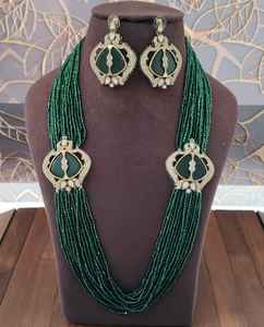 Antique Design Women's Brass Antique <b>Gold</b> Plated Mala Necklace <b>Earrings</b> Jewelry <b>Sets</b> Newly Wed Brides Parties Wear 3 Piece <b>Set</b> - Product Image 3