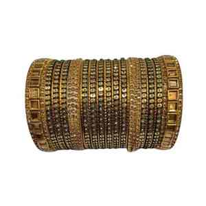 Ensemble de bracelets de mariage islamiques tendance en pierre lourde, couleur or, bijoux traditionnels pour femmes - Product Image 3