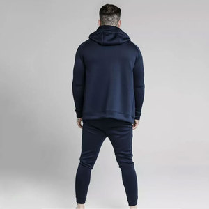 Sweat-shirt à capuche pour homme, noir et bleu, style sportif, coupe classique, manches longues, avec cordon de serrage, pour l'automne - Product Image 3