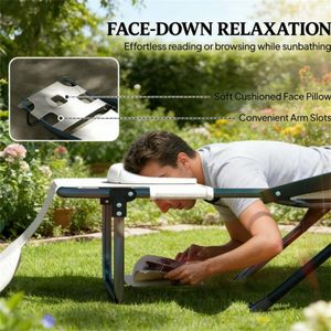 Silla Plegable de Playa Color Crema, Silla de Sol para Exteriores para Relajarse - Product Image 3