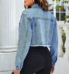 Veste en jean pour femme OEM, vente en gros, vêtements d'extérieur décontractés, veste à manches longues pour femmes, veste en jean respirante - Product Image 3