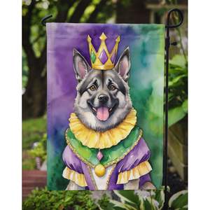 Norvégien Elkhound King Mardi Gras Multicolore Jardin Drapeau Décoratif Boîte Aux Lettres Patio Bannière pour Cour Pelouse Oeuvre pour Lits De Fleurs - Product Image 3