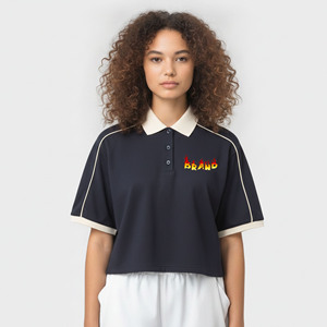 เสื้อโปโลผู้หญิงผ้าฝ้าย 100% ลดราคาพิเศษ ปักโลโก้ได้ตามต้องการ สไตล์สตรีทแวร์ ฮิปฮอป เสื้อครอปพรีเมียมสำหรับผู้หญิง - Product Image 4