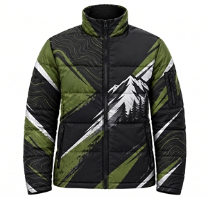 custom unisex sublimated puffer jacket <b>winter</b> warm blue <b>white</b> ice geometric print bubble <b>coat</b> windproof padded street outwear - Product Image 2