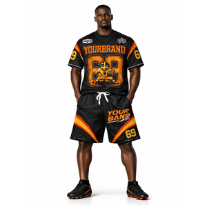 Ensemble maillot et short de football américain respirant en polyester 100 % – Tenue de sport personnalisable - Product Image 2