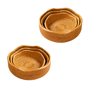 Premium Eco-friendly Handmade Wicker <b>BREAD</b> RATTAN <b>BASKET</b> / TRAY with Decorative Scallop Edge for Kitchen and Living Room - Product Image 1