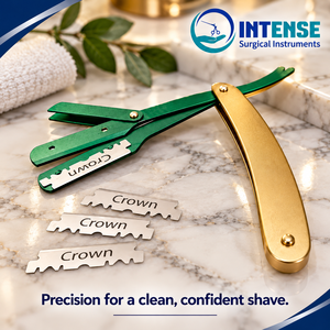 Rasoir droit professionnel pour barbier avec lame remplaçable et boîte de 100 lames de rasoir - Product Image 3