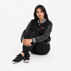 Veste universitaire en laine noire pour femme Tiierwear, coque en polyester, séchage rapide, respirante, hiver, boutons pression - Product Image 5